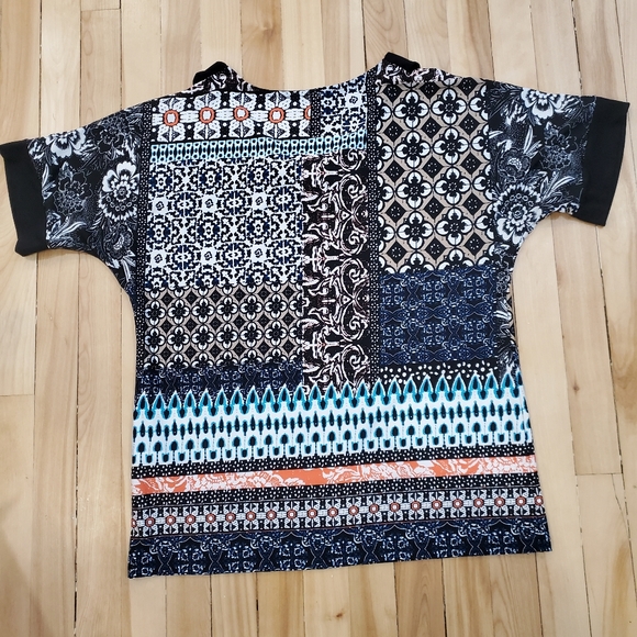 2/$15**Open Shoulder funky pattern shirt - Picture 2 of 5